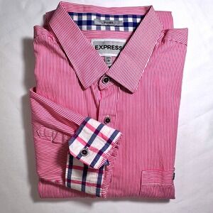 express dress shirts sale Express 1MX Fitted Solid Button Shirt Brown Striped Dress Shirt Adult XL Mens